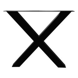 X-poot zwart x vorm 75 bij 8 cm en hoogte 72 cm  van staal (koker 8 x 8 cm)