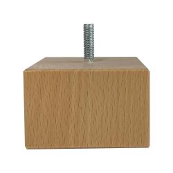 Meubelpoot houtskleur vierkant 8 bij 8 cm en hoogte 5 cm  van massief hout (M8)