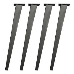 Tafelpoot zwart taps 7 bij 3 cm en hoogte 72 cm  van staal (koker 4 x 3 cm / 7 x 3 cm) - 4 stuks