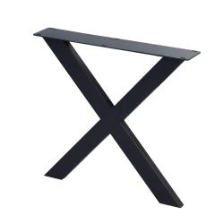 X-poot zwart x vorm 75 bij 4 cm en hoogte 72 cm  van staal (koker 8 x 4 cm)