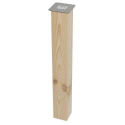 Tafelpoot houtskleur vierkant 9 bij 9 cm en hoogte 72 cm  van massief hout, 9 x 9 cm